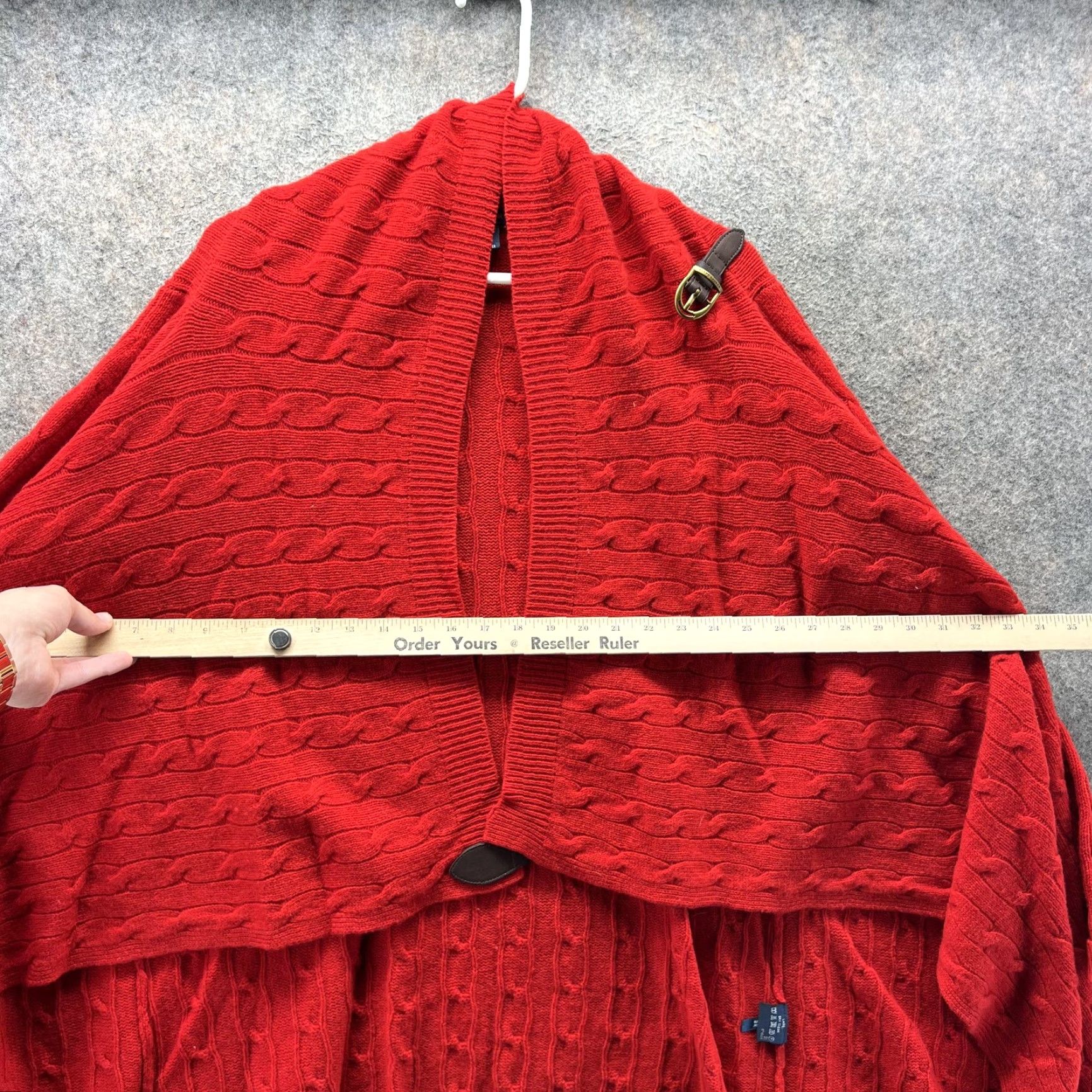 Ralph Lauren Ralph Lauren Wrap Cardigan Sweater Womens Large Red Knit Buckle Wool Cashmere Leather Buckle Detail Size L / US 10 / IT 46 - 6 Thumbnail