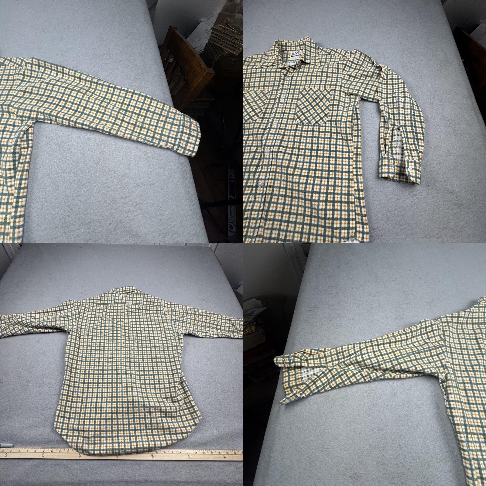 JCPenney VINTAGE JCPenney Fir Flannel Shirt Mens Green White Plaid Long Sleeve Button Up Size US M / EU 48-50 / 2 - 9 Thumbnail