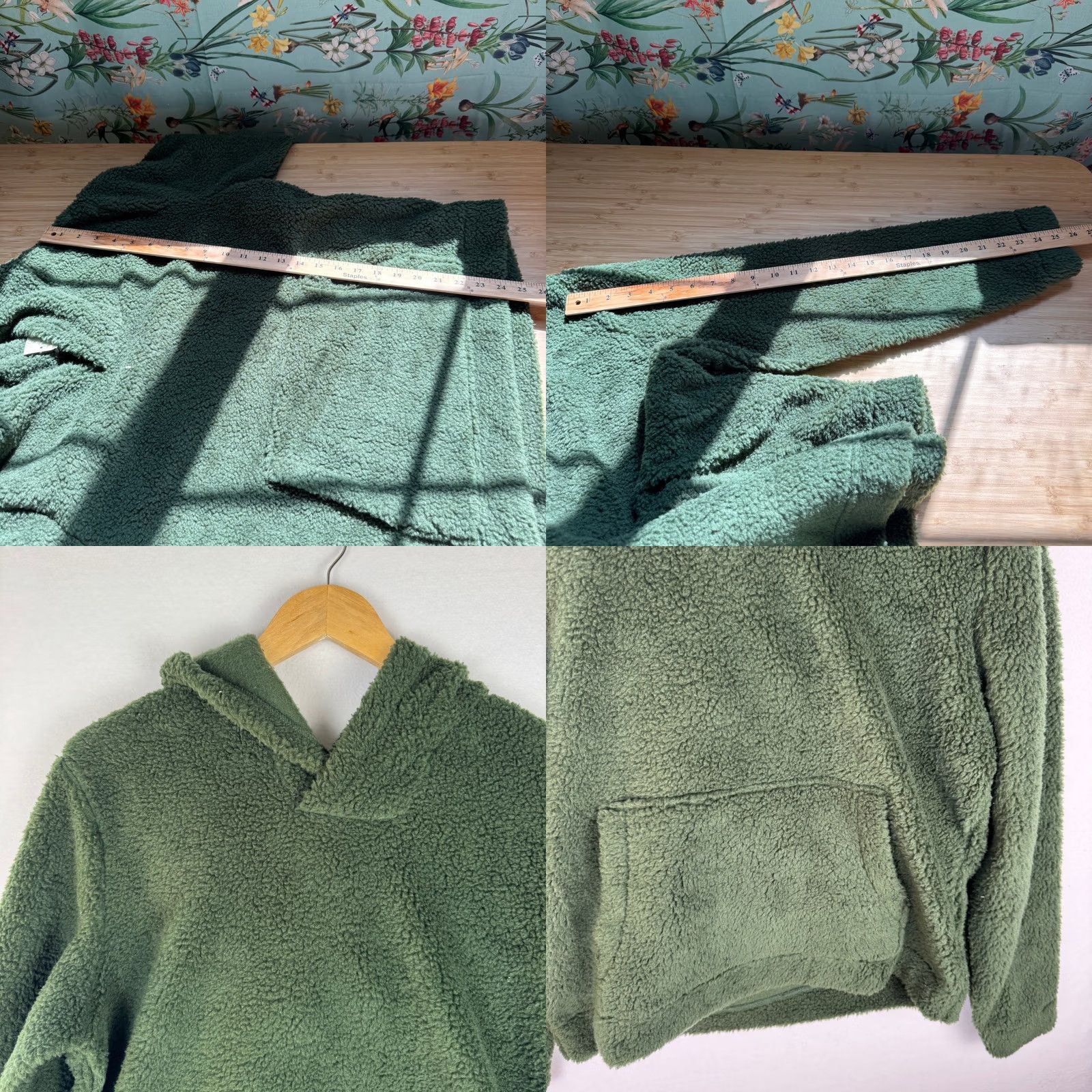 Vintage Sun + Stone Tate Sherpa Hoodie Adult M Black Forest Green Fleece Pullover Mens Size US M / EU 48-50 / 2 - 8 Thumbnail