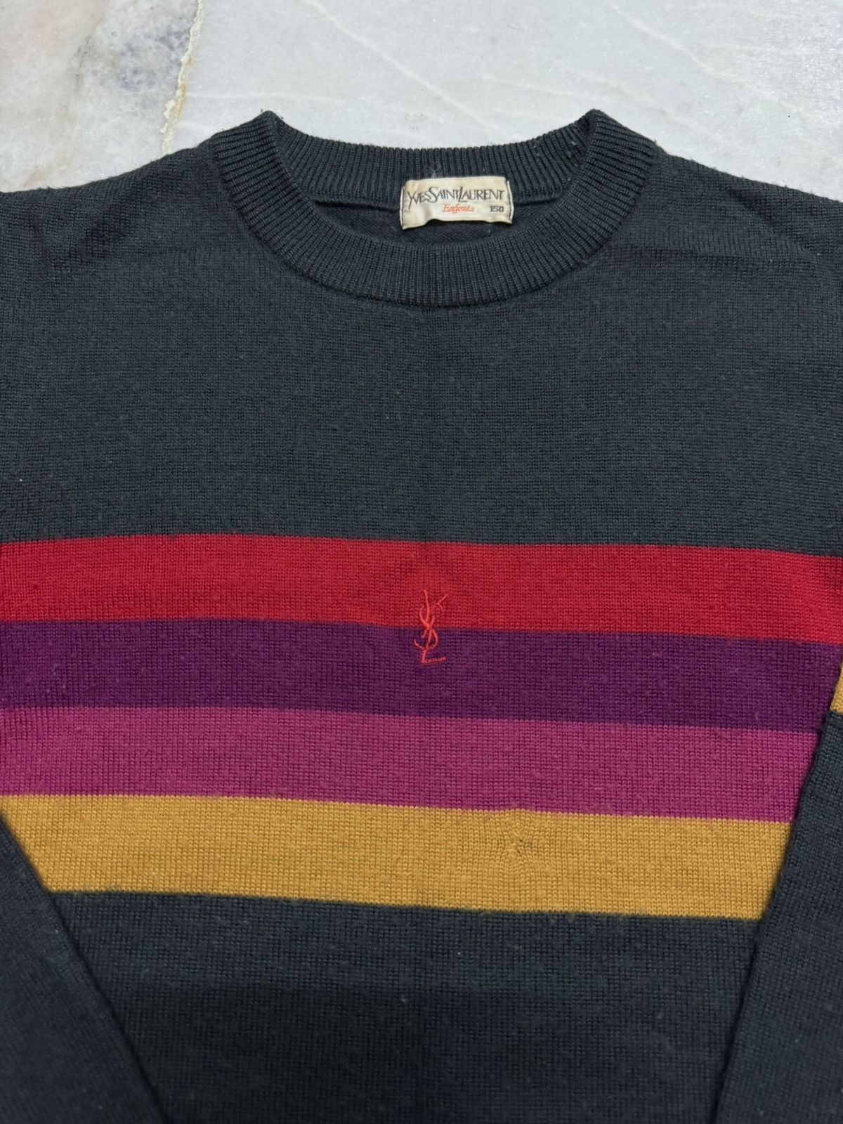 Yves Saint Laurent 💥VTG 90's YVES SAINT LAURENT ENFANTS MULTICOLOR SWEATSHIRT Size US XXS / EU 40 - 3 Thumbnail