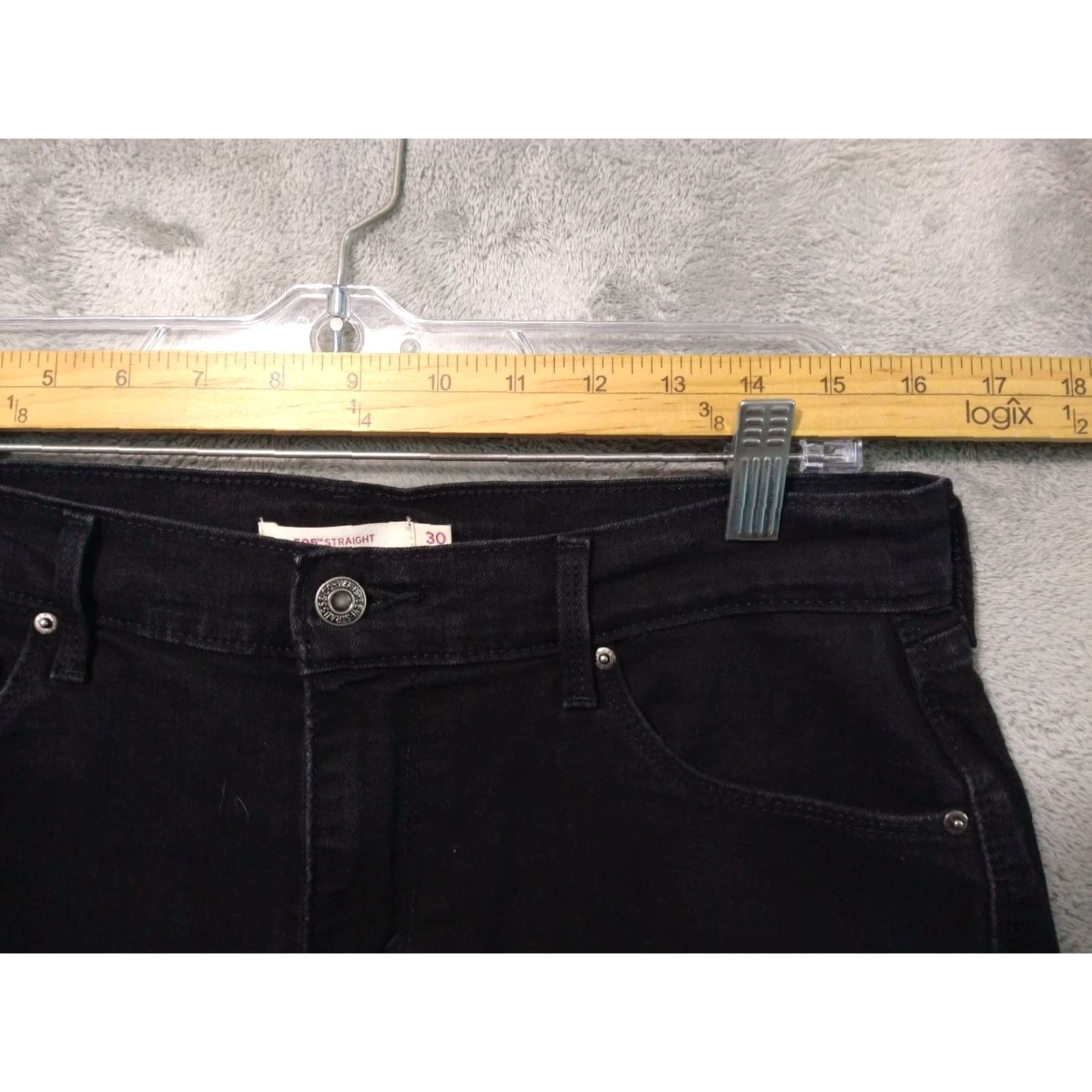 Levi's Levis 505 Jeans Black Denim 30 Womens Straight Leg Mid Rise Stretch Dark Wash Size 30" / US 8 / IT 44 - 3 Thumbnail