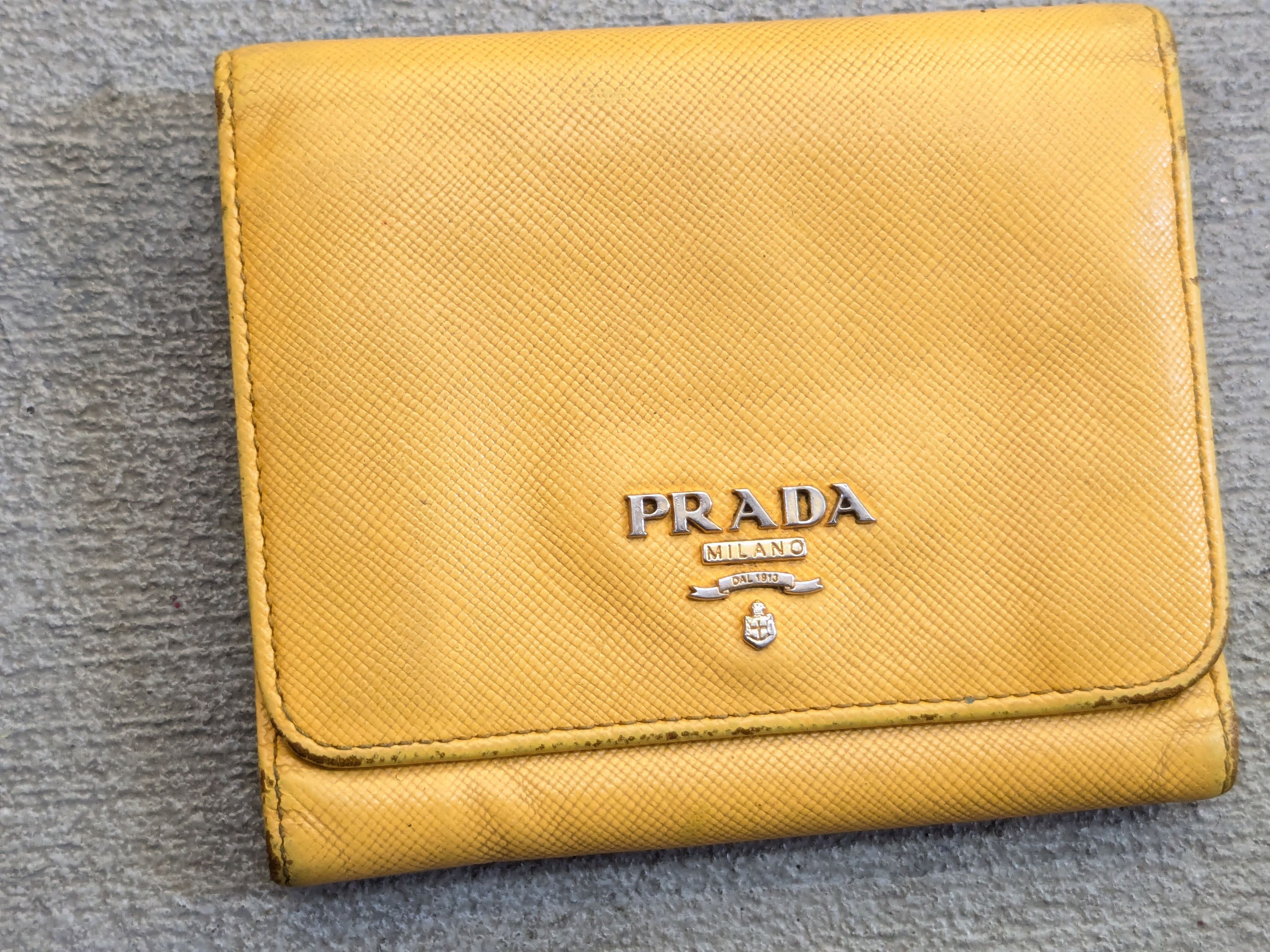 Prada Prada Wallet Yellow Leather Trifold Cardholder Y2K Size ONE SIZE - 2 Thumbnail