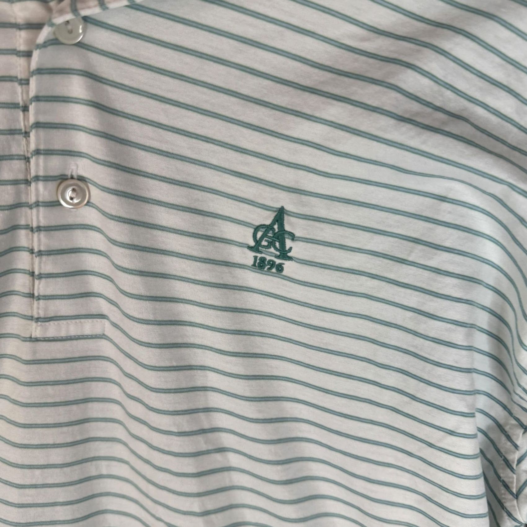 Peter Millar Peter Millar Polo Shirt Mens M White Green Stripe Cotton AC 1896 Logo Short Sleeve Golf Shirt Size US M / EU 48-50 / 2 - 4 Thumbnail