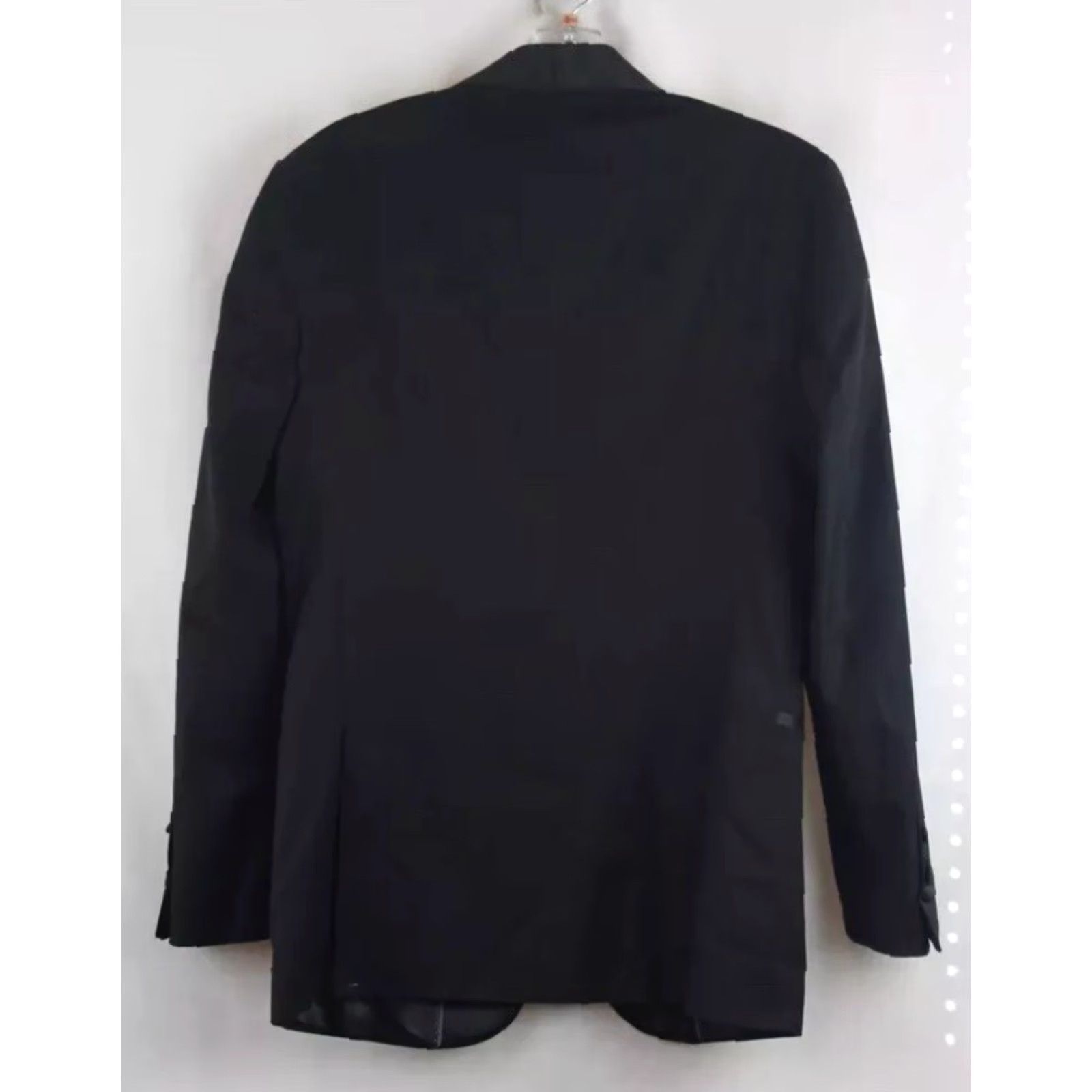Vintage VINTAGE Adam baker Designer Black SlimFit Shinny Lapel Suit Jacket 36 R Mens Size 36R - 2 Thumbnail