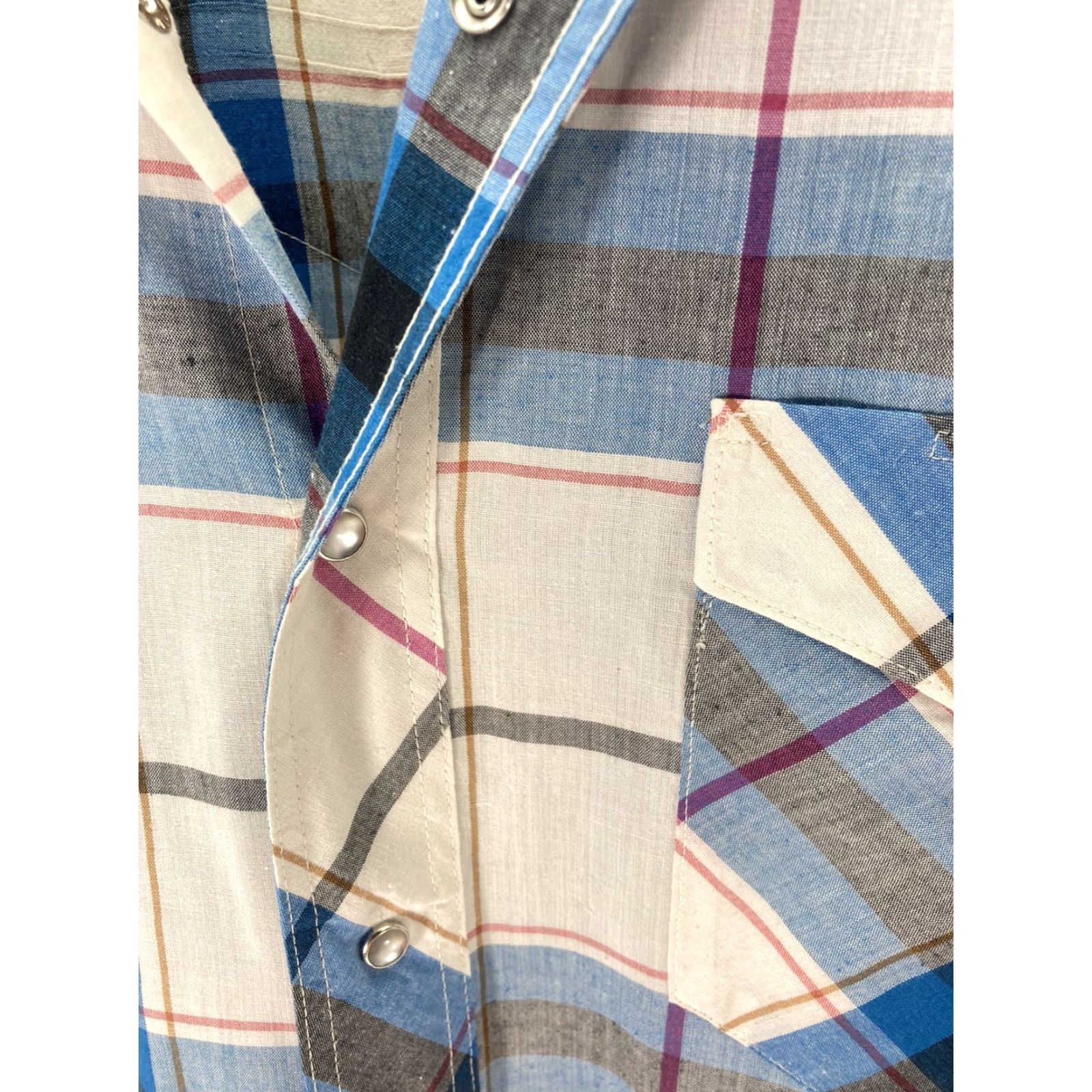 Wrangler VINTAGE Wrangler Pearl Snap Shirt Men M Blue Pink Plaid Long Sleeve Western Size US M / EU 48-50 / 2 - 4 Thumbnail