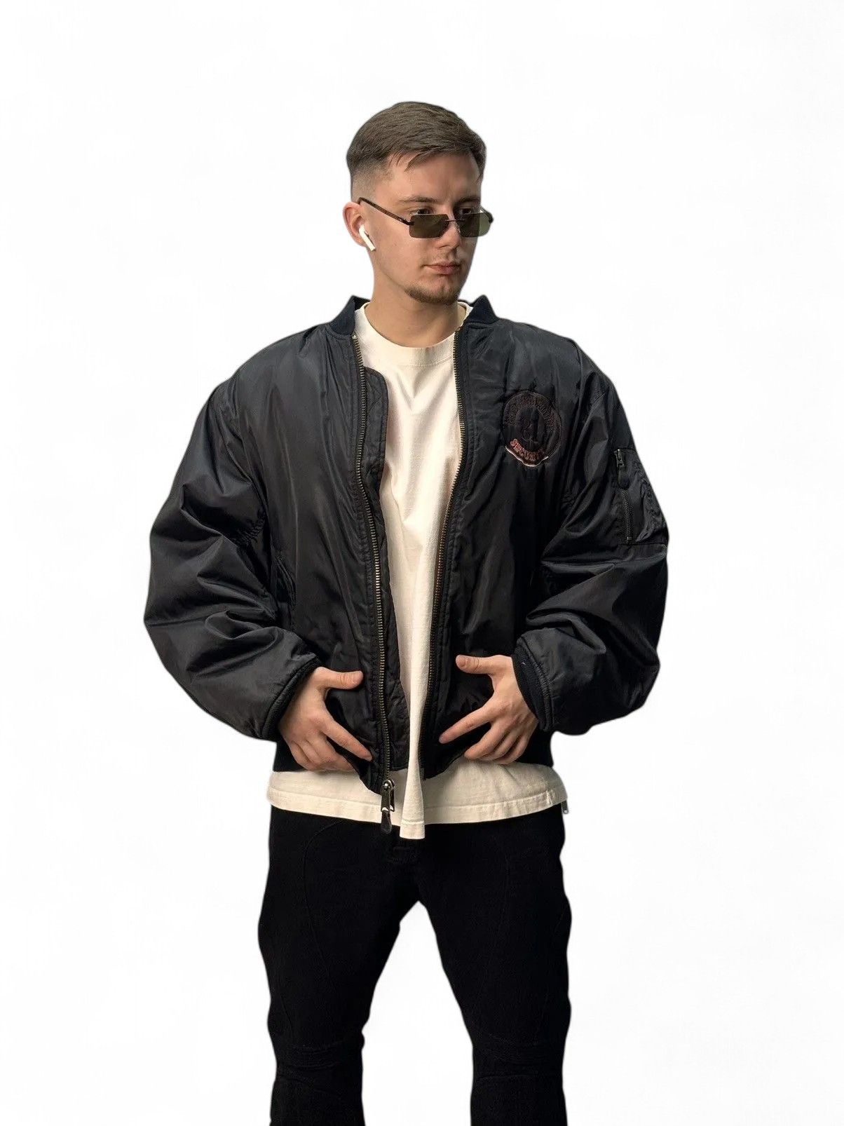 If Six Was Nine Vintage Okamoto Security Industries MA-1 Bomber Jacket Faded Size US L / EU 52-54 / 3 - 4 Thumbnail