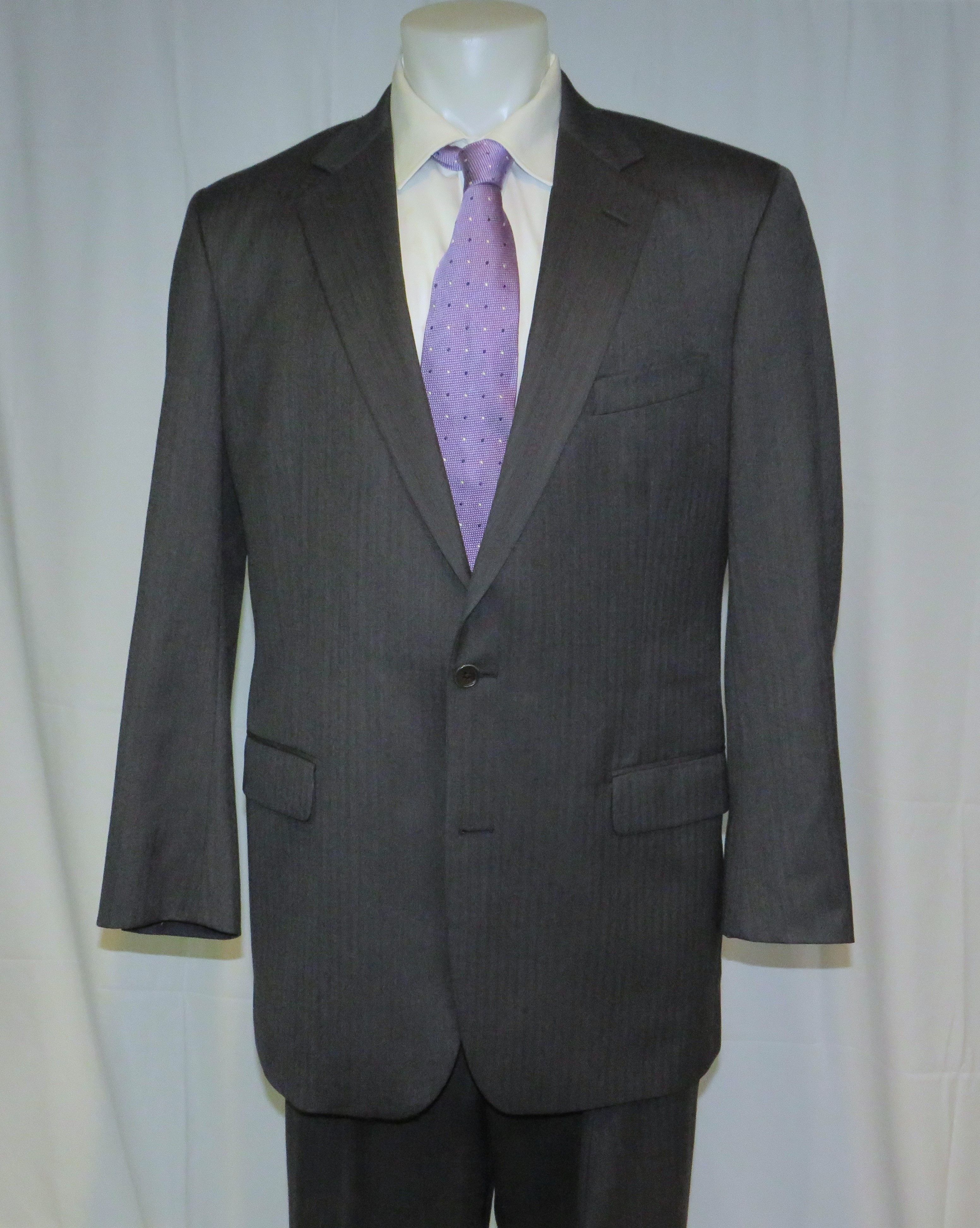 Brooks Brothers 1818 Madison Saxxon Gray Herringbone Two Button Suit 46XL Size 46L - 3 Thumbnail