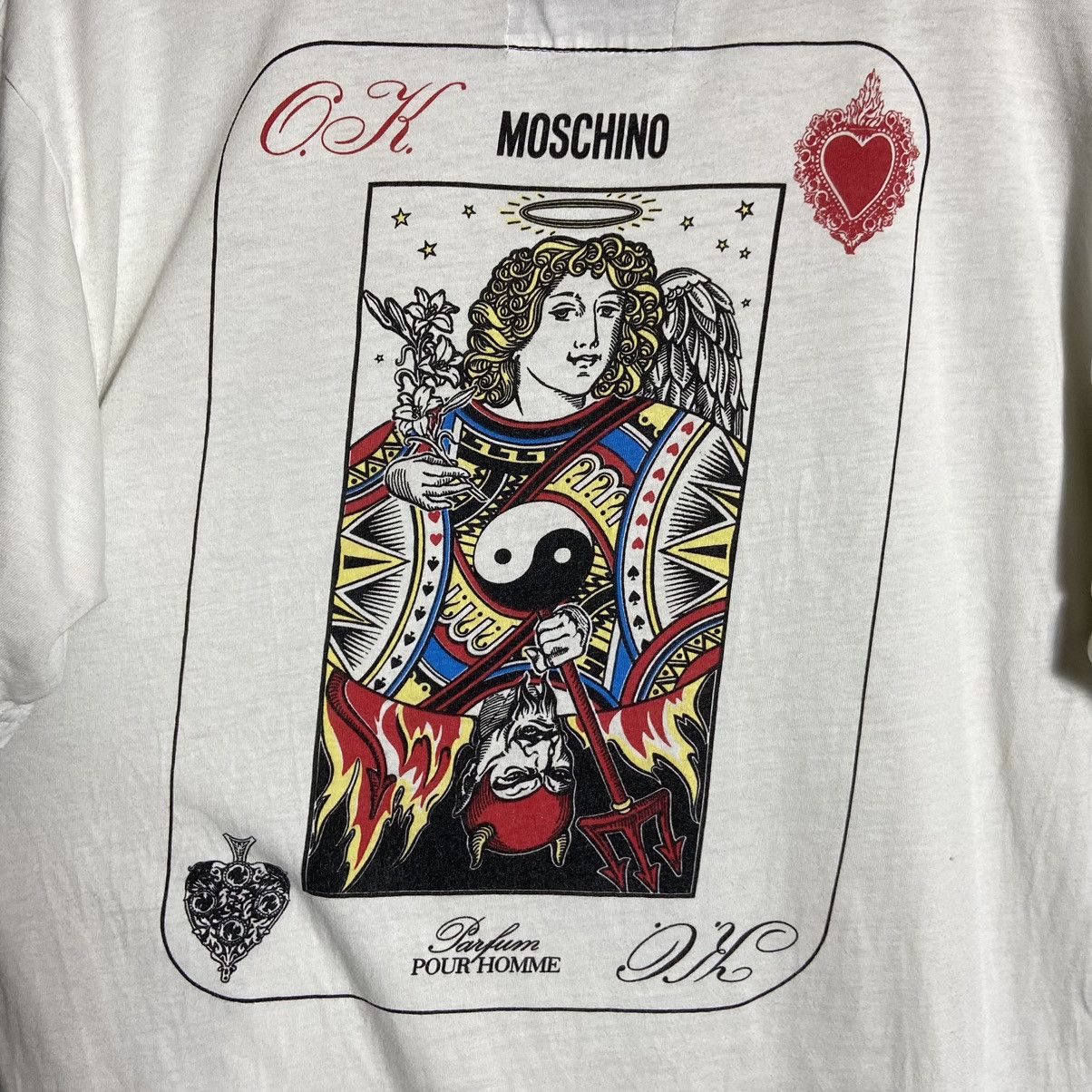 Moschino × Vintage Vintage 90s Moschino Jeans POUR HOMME Card T-Shirt Size US L / EU 52-54 / 3 - 3 Thumbnail