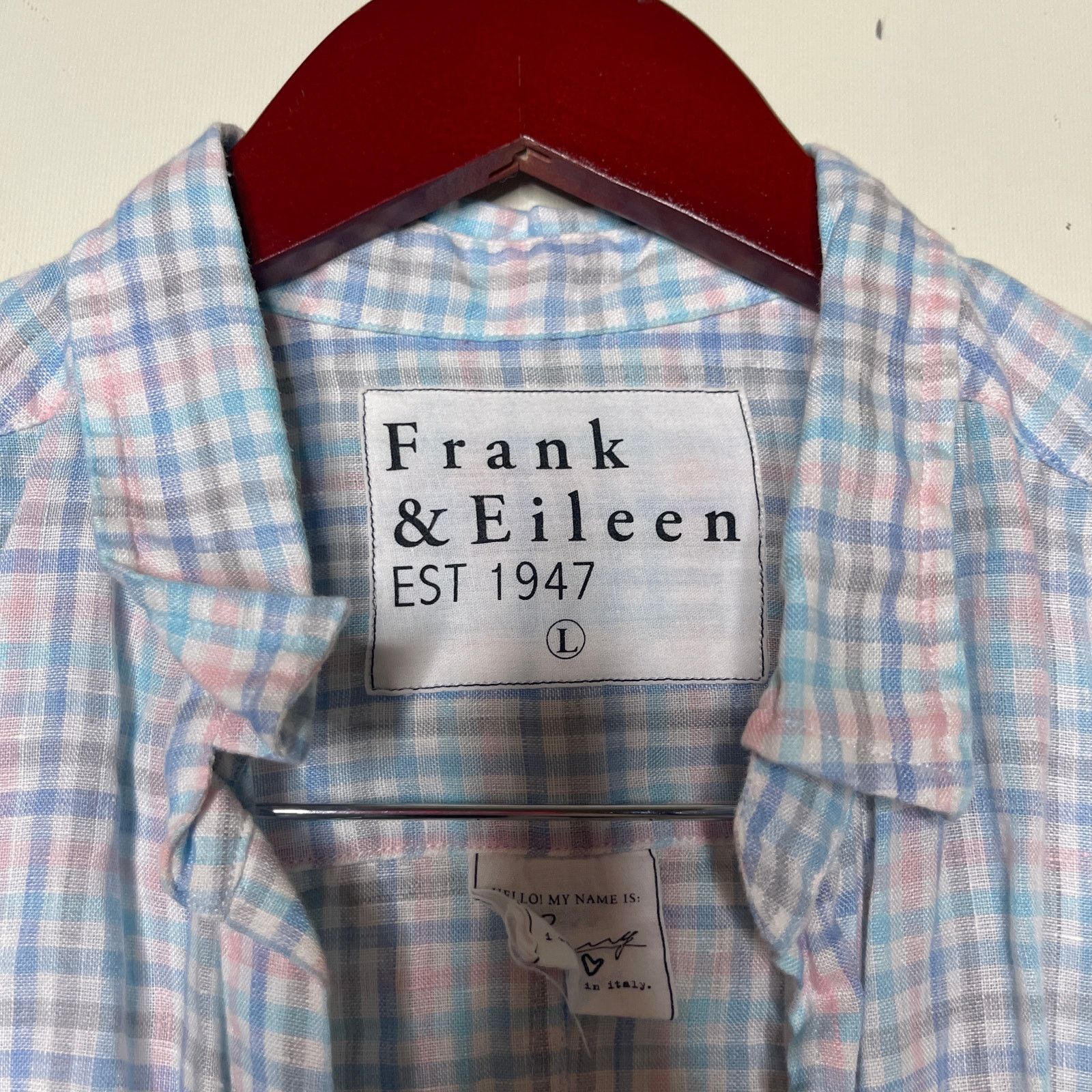 Frank & Eileen Frank & Eileen Barry blue pink plaid Italian linen shirt L Size L / US 10 / IT 46 - 2 Thumbnail