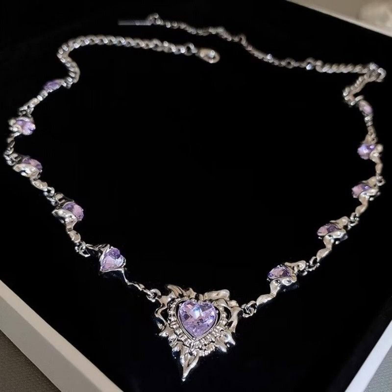 Jewelry y2k Pink Crystal Hearth Pendant Necklace Size ONE SIZE - 1 Thumbnail