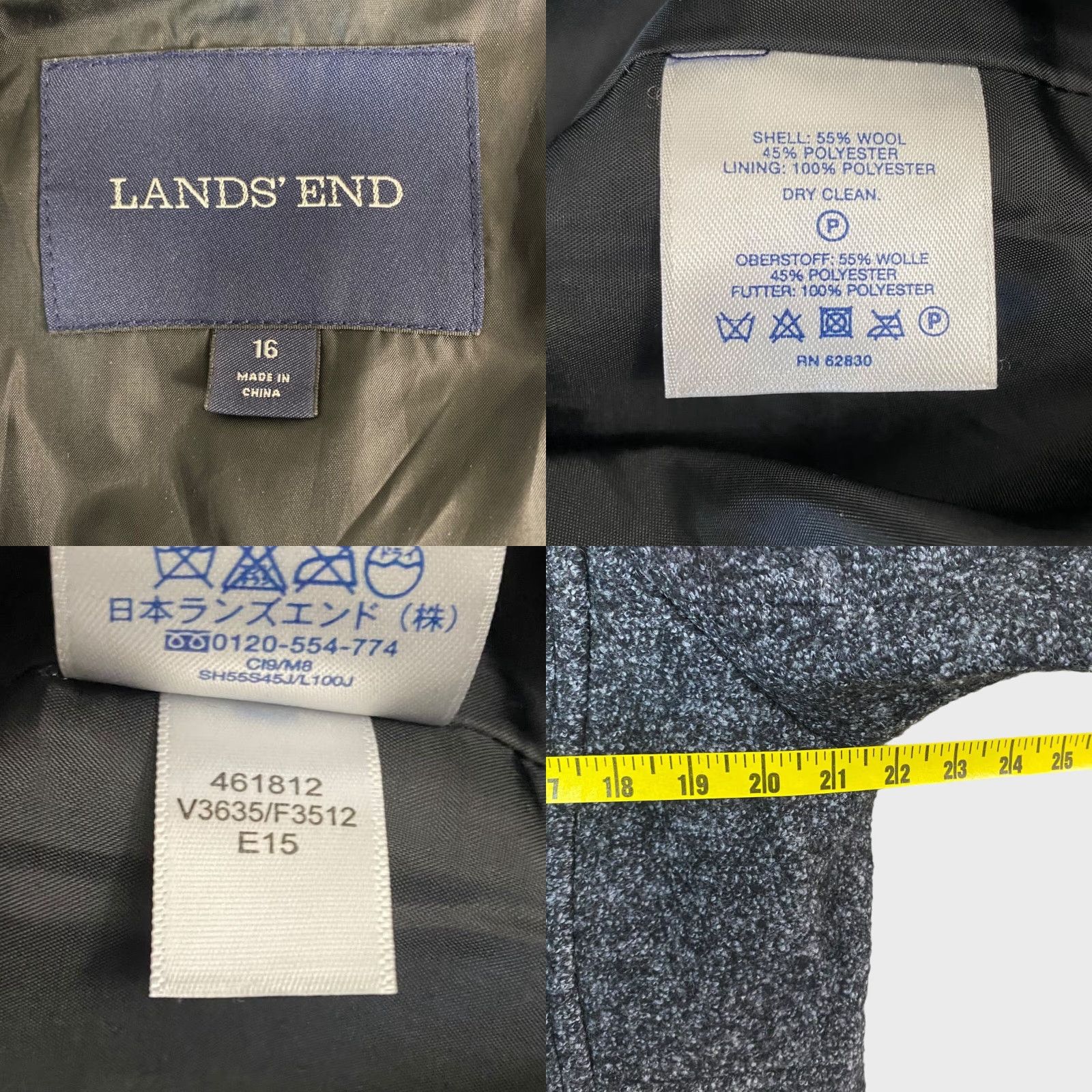 Lands' End VINTAGE Lands' End Full-Zip Wool Blend Jacket Women 16 Gray Lined 27.5" Long Sleev | Womens Jacket Size XXL / US 16-18 / IT 52-54 - 8 Thumbnail