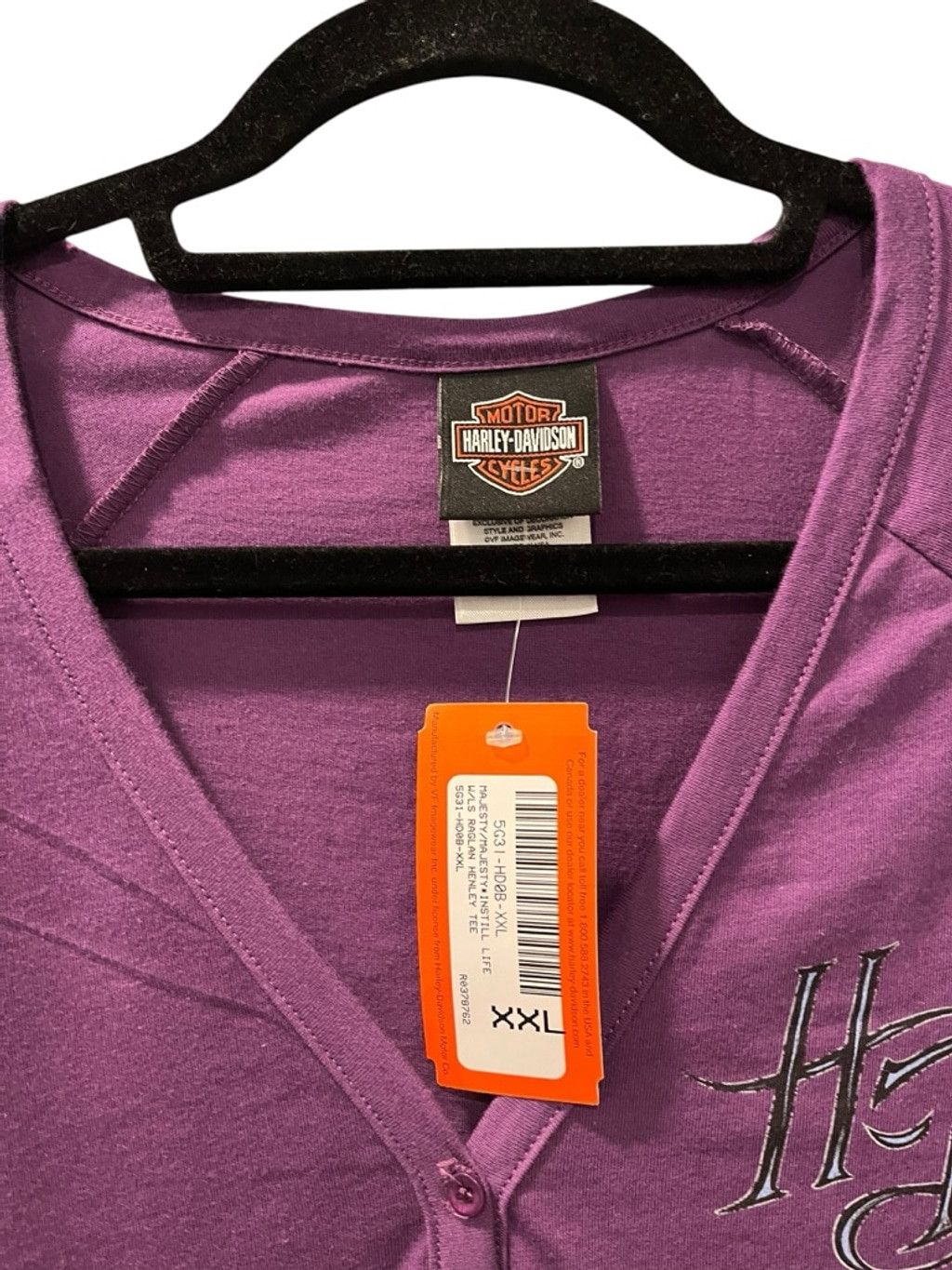 Harley Davidson Harley Davidson NWT Instill Life Henley Purple Shirt Sz 2XL Size XXL / US 16-18 / IT 52-54 - 3 Thumbnail