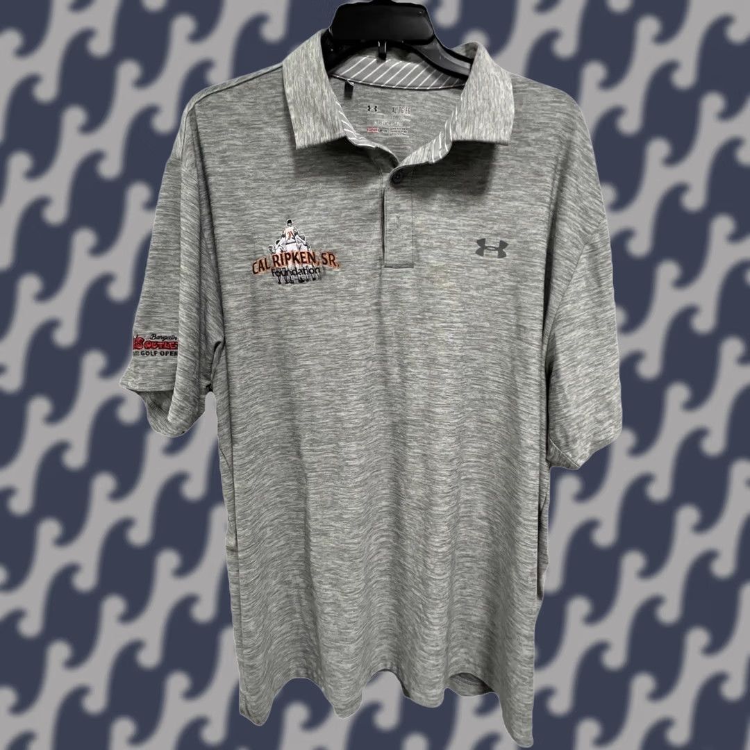 Under Armour Under Armour Polo XL Gray HeatGear Loose Fit Cal Ripken Sr Foundation Heathered Short Sleeve Polo Mens Size US XL / EU 56 / 4 - 1 Thumbnail