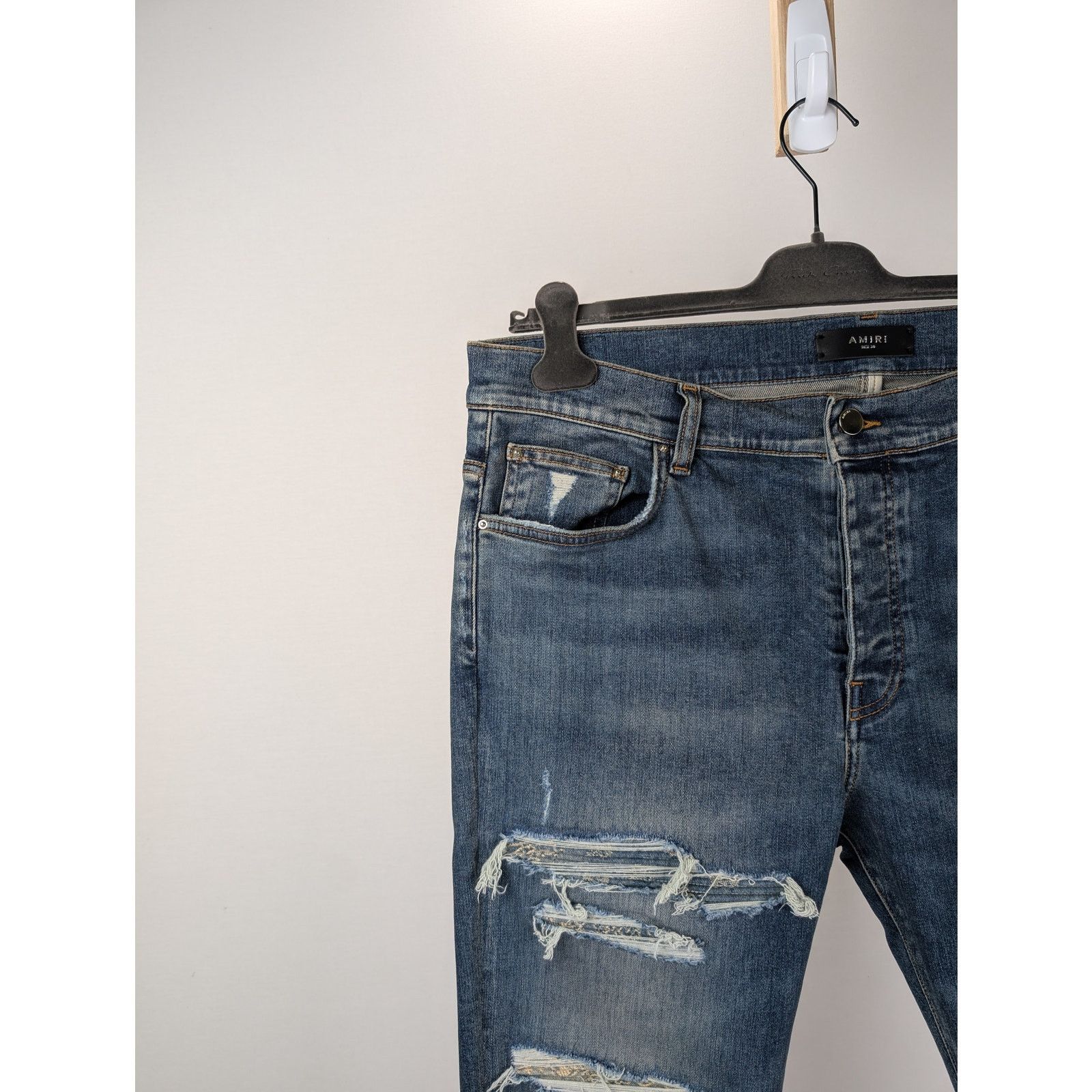 Amiri o1rshd1 Bandana Jacquard Jean in Crafted Indigo Blue Size US 29 - 6 Thumbnail