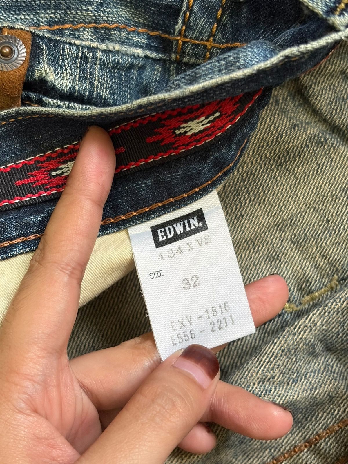 Edwin Exclusive Vintage Edwin XV Mud Wash Distress Baggy Jeans Size US 35 - 5 Thumbnail