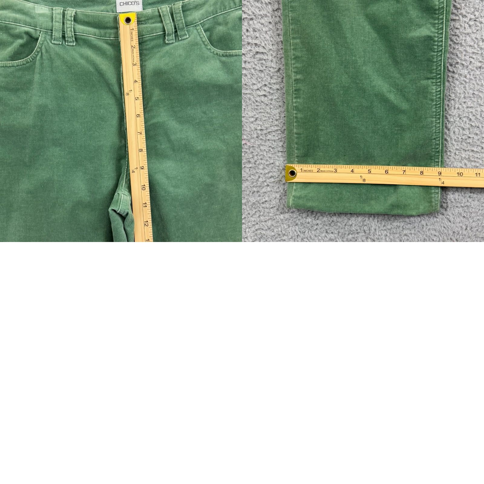 Vintage VINTAGE Chico's Pants Womens 1 Green Corduroy Straight Casual 34x28 Chino Stretch Boyfriend Fit Womens Size 25" / US 0 / IT 36 - 9 Thumbnail