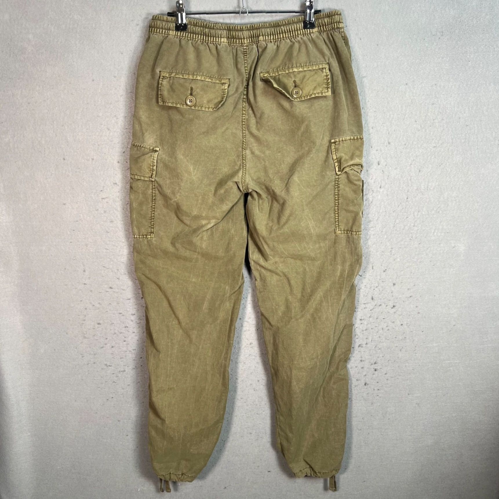 Vintage Standard Cloth Mens Cargo Pants Small Olive Cotton Blend Drawstring Flat Front Tapered Casual Pants Mens Size US 29 - 2 Thumbnail