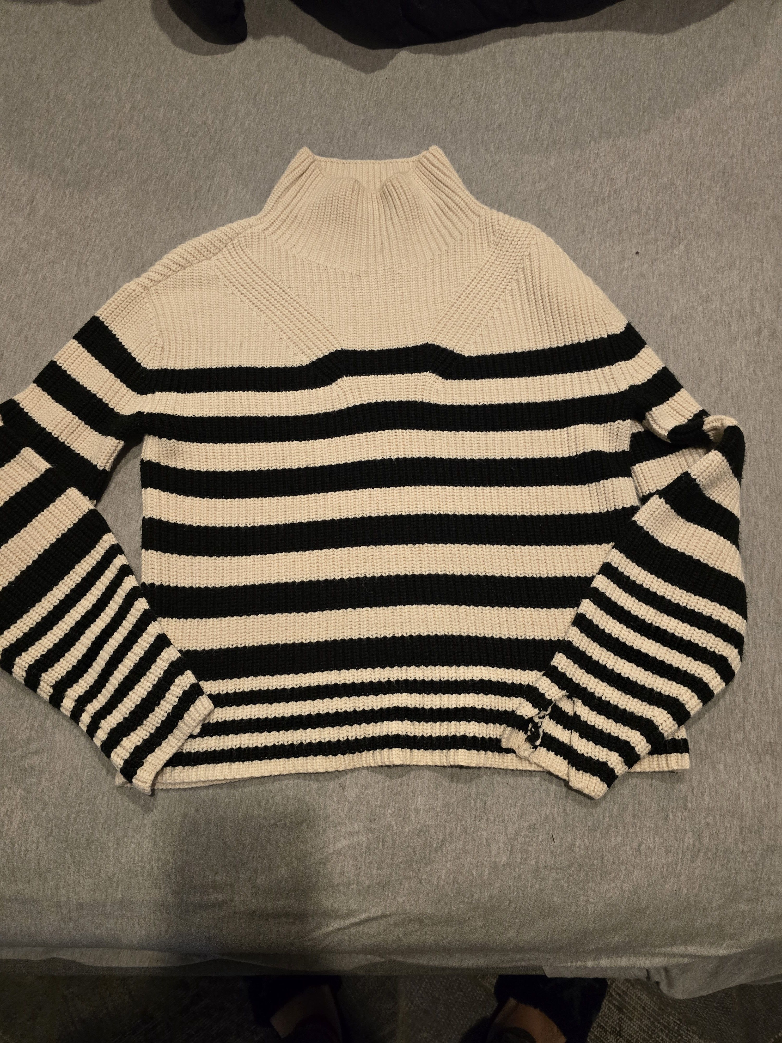 image of Derek Lam Collective Striped Mock Neck Sweater Size Xs in Beige Black, Women's