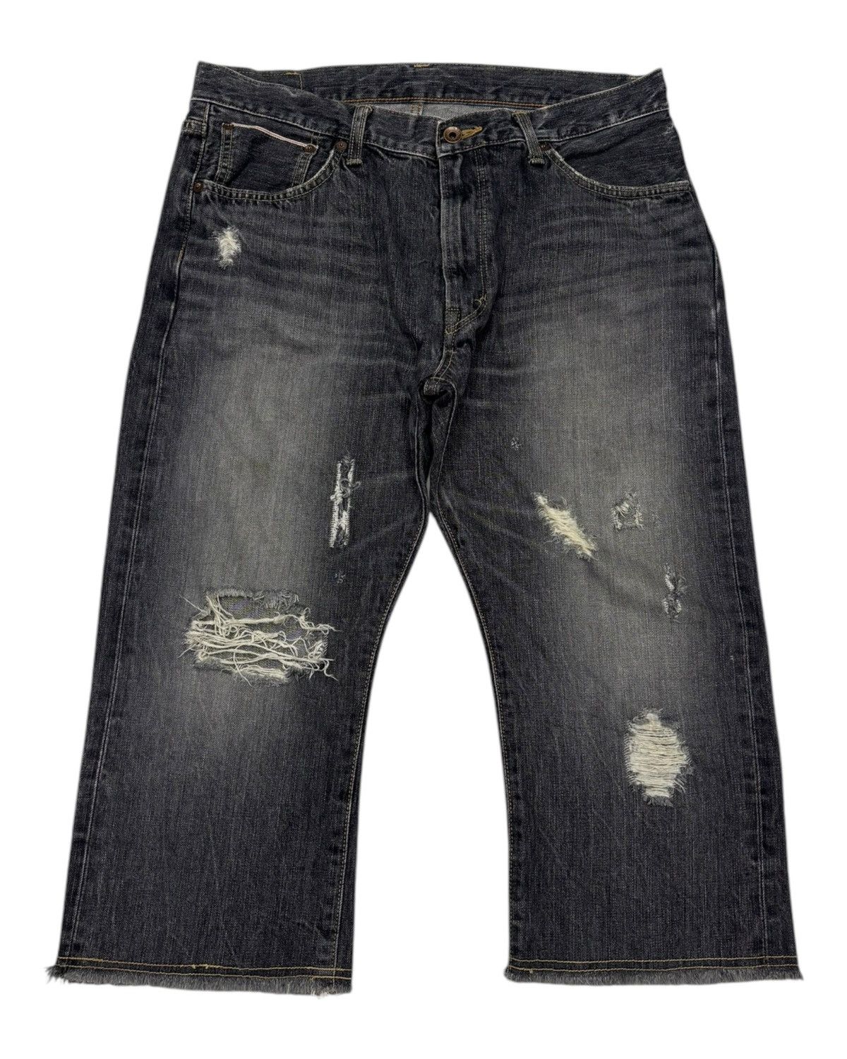 Edwin 🔥Rare🔥Edwin 505 Rips Distress Selvedge Denim Shorts Pants Size US 34 / EU 50 - 1 Thumbnail