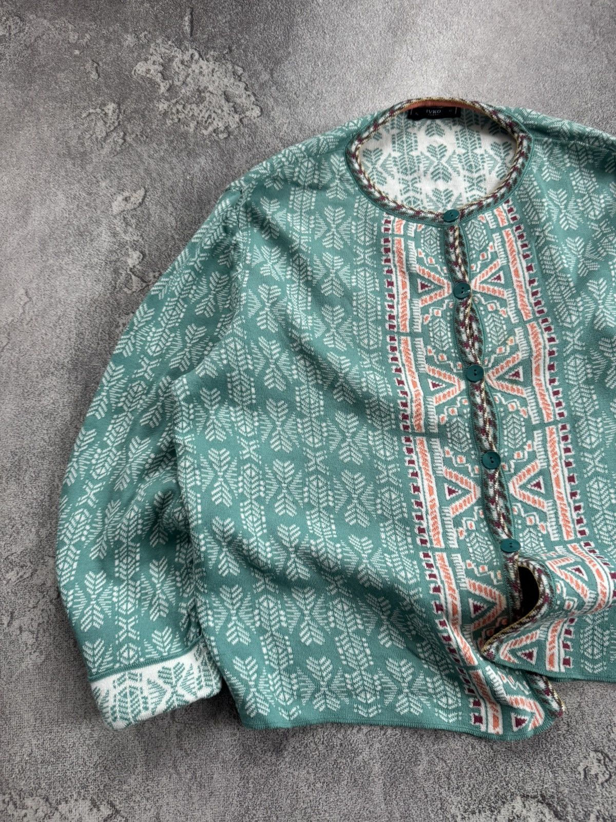 Dale Of Norway Ivko XL 201326 086-aqua all printed cardigan sweater jumper Size XL / US 12-14 / IT 48-50 - 3 Thumbnail