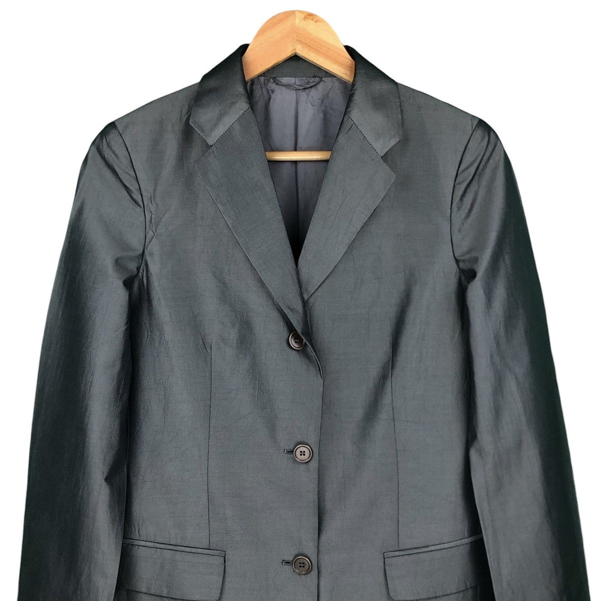 Helmut Lang Helmut Lang Metallic Silk Polyester Blazer Jacket Italy Size S / US 4 / IT 40 - 3 Thumbnail