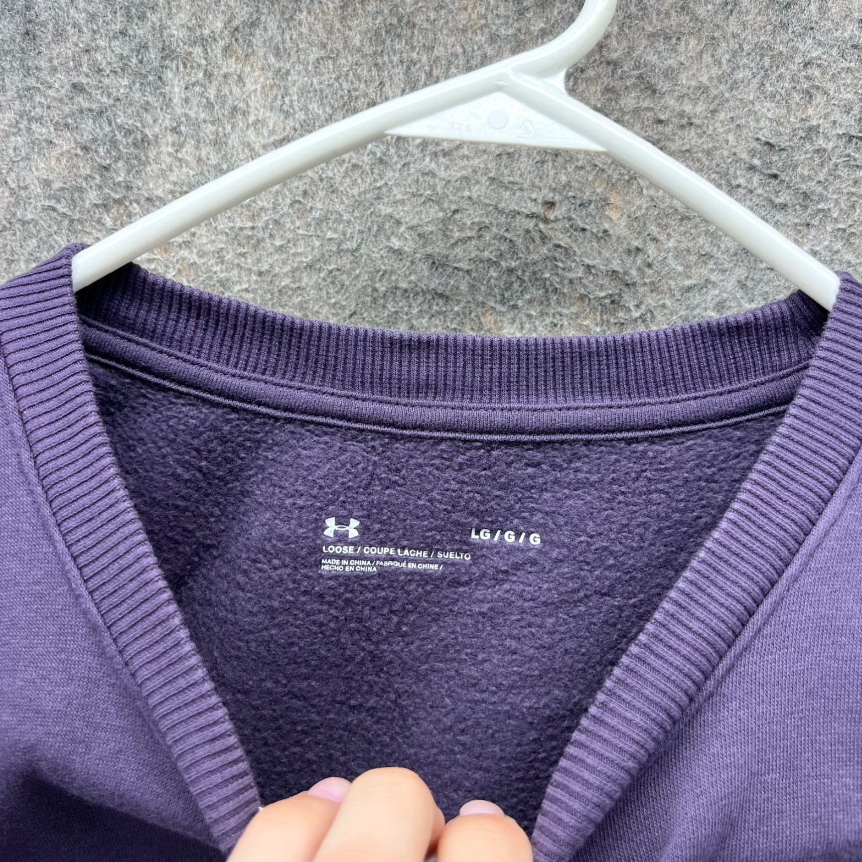 Under Armour Under Armour Pullover Sweatshirt Mens Large Purple Crewneck Fleece Knit Pocket Size US L / EU 52-54 / 3 - 3 Thumbnail
