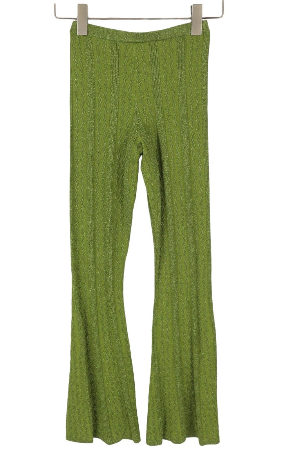 Sandro CHALAMET 36 S Green Shiny Flared Cable Knit 88502 Size 24" / US 00 / IT 34 - 2 Thumbnail