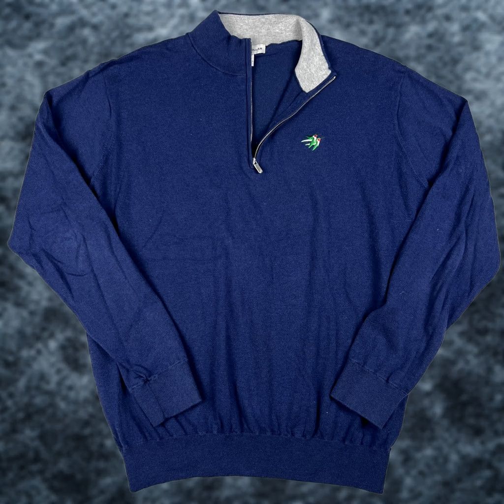 Peter Millar Peter Millar Golf Crest Quarter Zip Sweater Knit Pullover Large Mens Blue Size US L / EU 52-54 / 3 - 1 Thumbnail