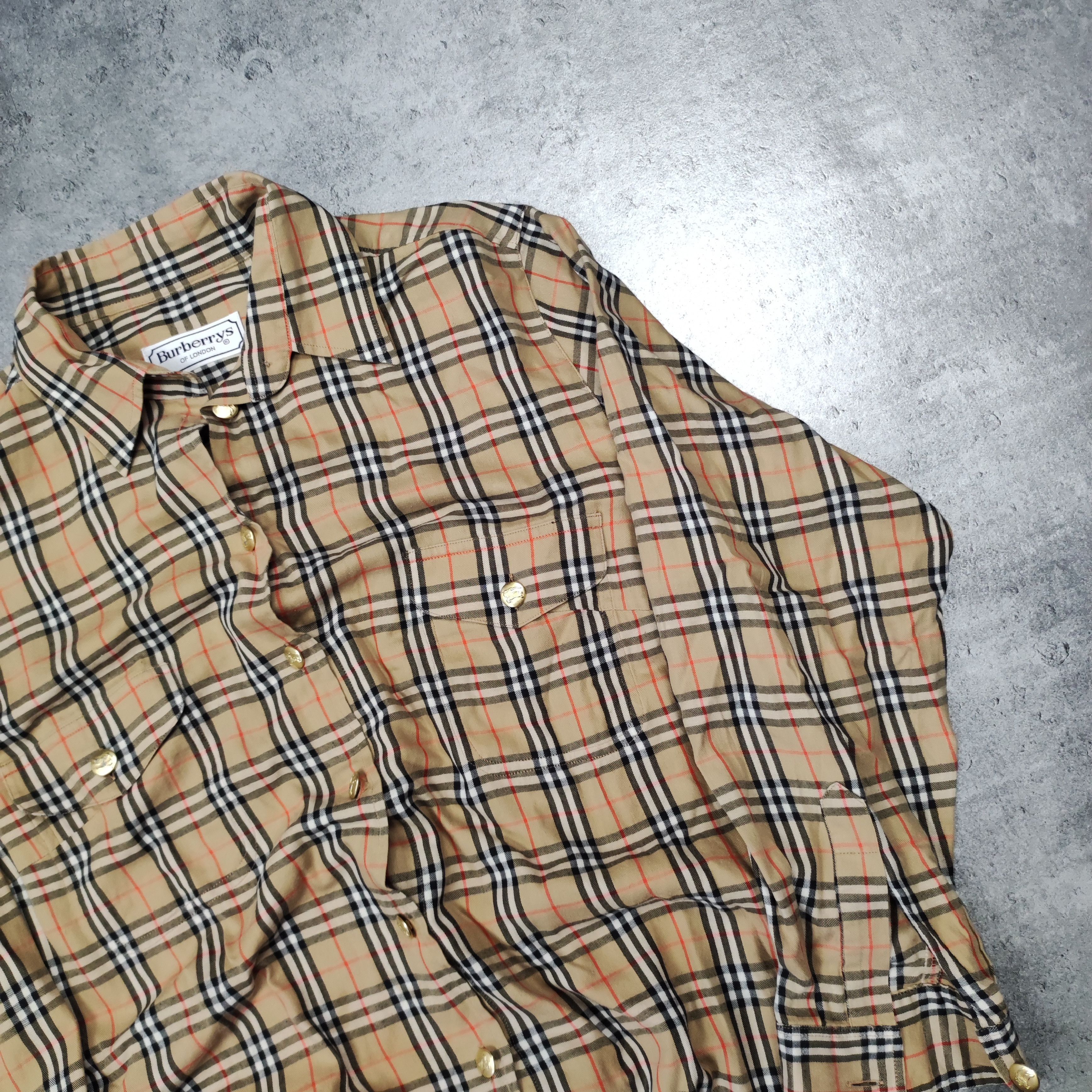 Burberry × Vintage Vintage RARE Burberry London Nova Checkered Pocket Shirt Size XL / US 12-14 / IT 48-50 - 3 Thumbnail