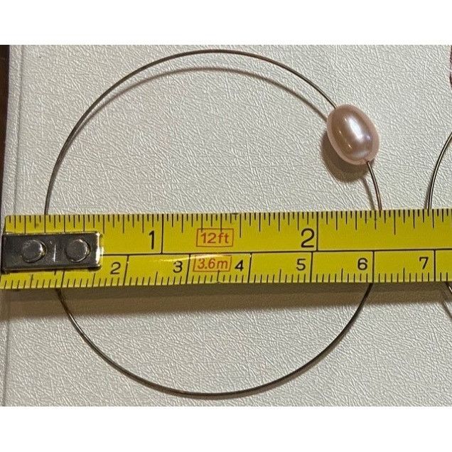 Other Silver-tone Hoola Hoop Earrings With Pink Faux Freshwater Pe Size ONE SIZE - 3 Thumbnail