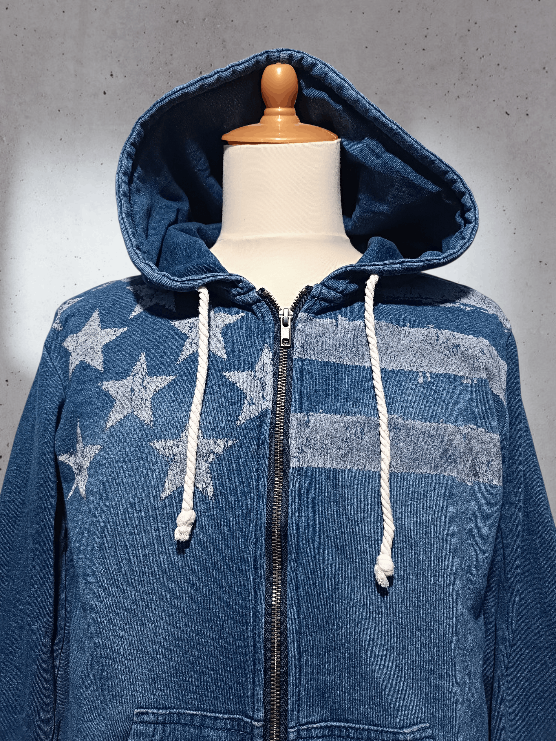 Japanese Brand Vintage Indigo Wash American Flag Zip Hoodie Size US M / EU 48-50 / 2 - 3 Thumbnail