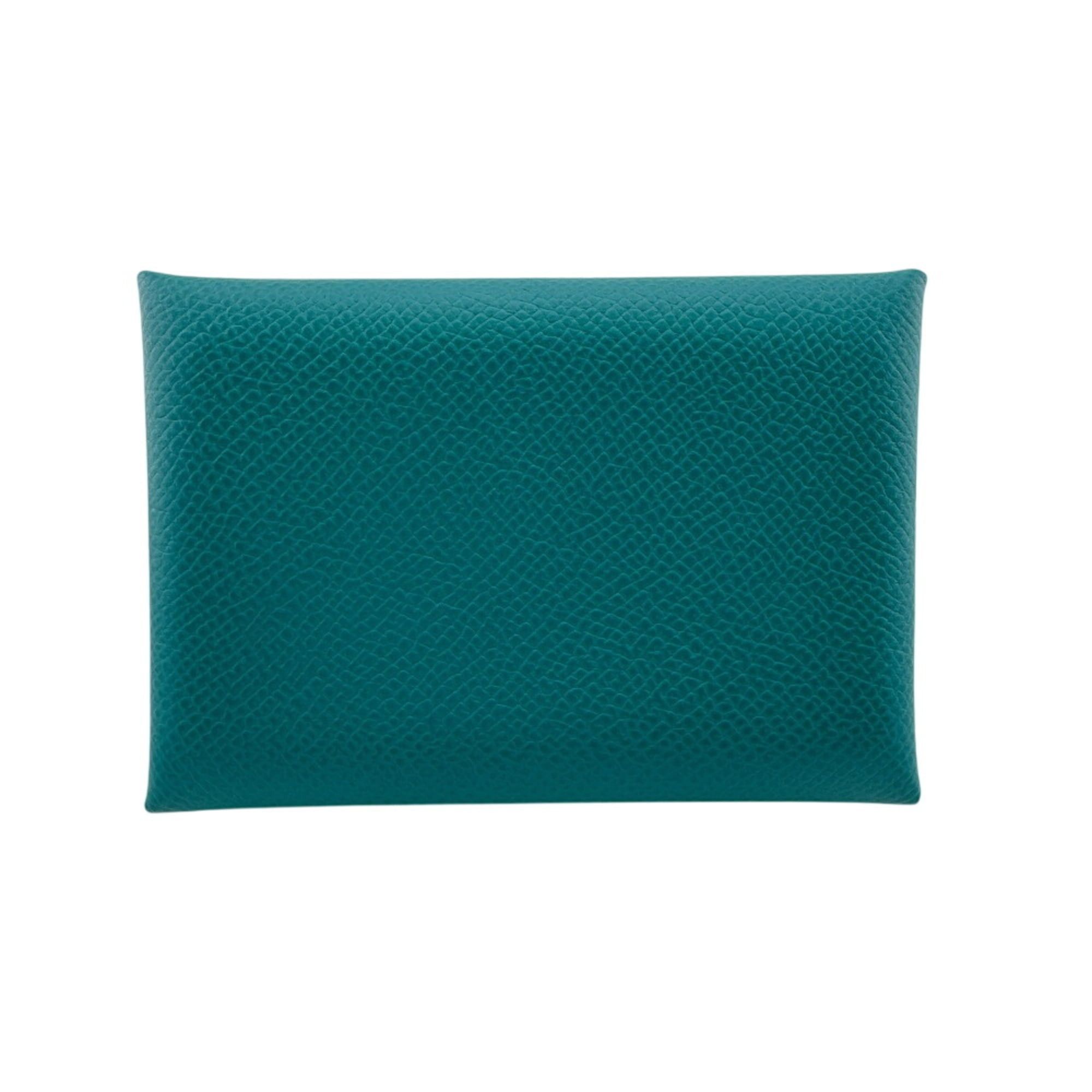 Hermes HERMES Calvi Duo Coin Case Wallet, Green Size ONE SIZE - 1 Thumbnail