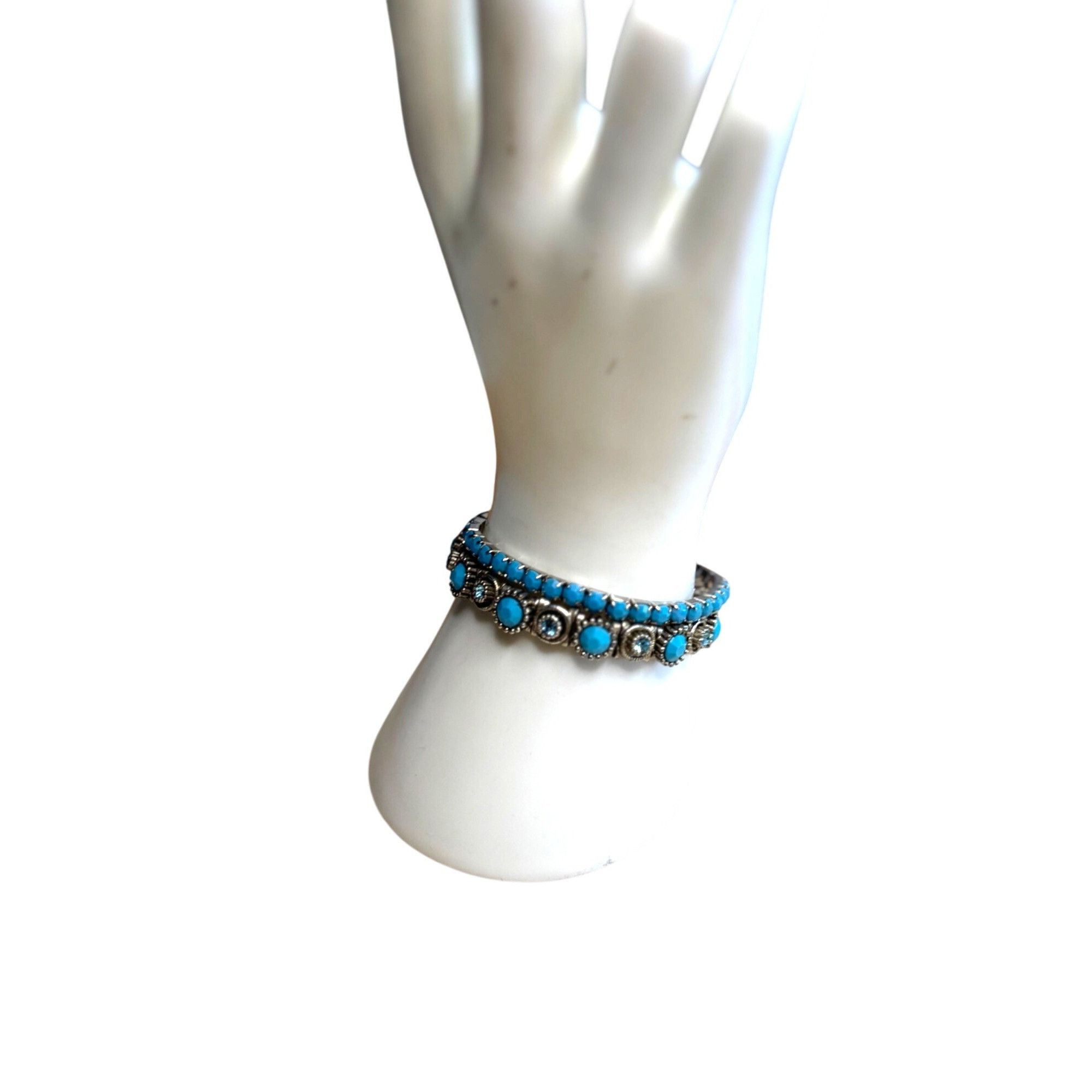 Other Turquoise & Silver-Tone Stretch Bracelets Set Of 2 Size ONE SIZE - 2 Thumbnail