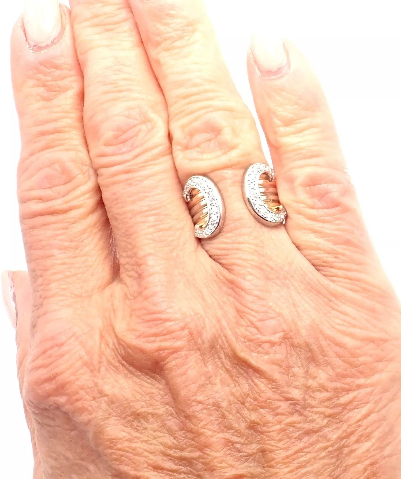Cartier Cartier Diamond Double C 18k Tri-Color Gold Band Ring Size ONE SIZE - 10 Thumbnail