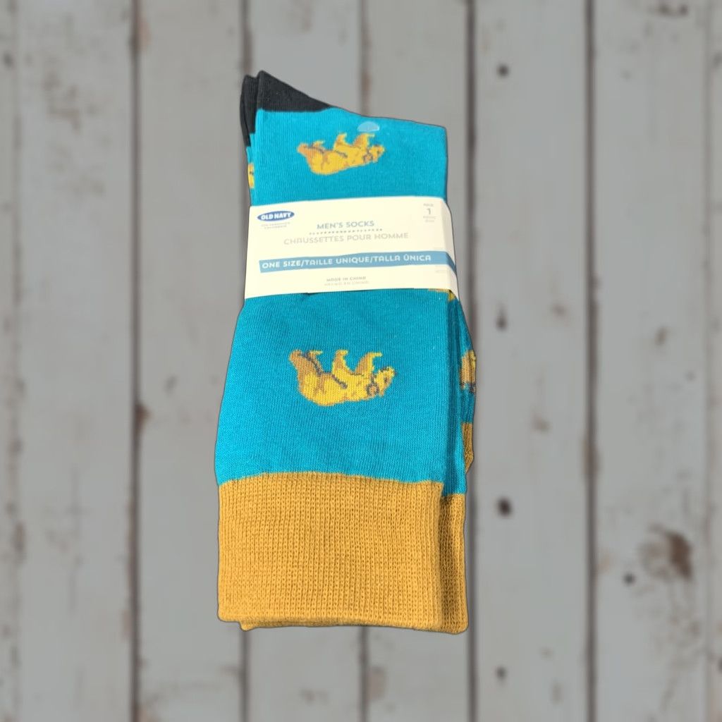Old Navy Old Navy Mens Socks Crew Mid Calf One Size Blue Brown Bear Print All Seasons Lightweight Walking Department Men Size ONE SIZE - 1 Thumbnail