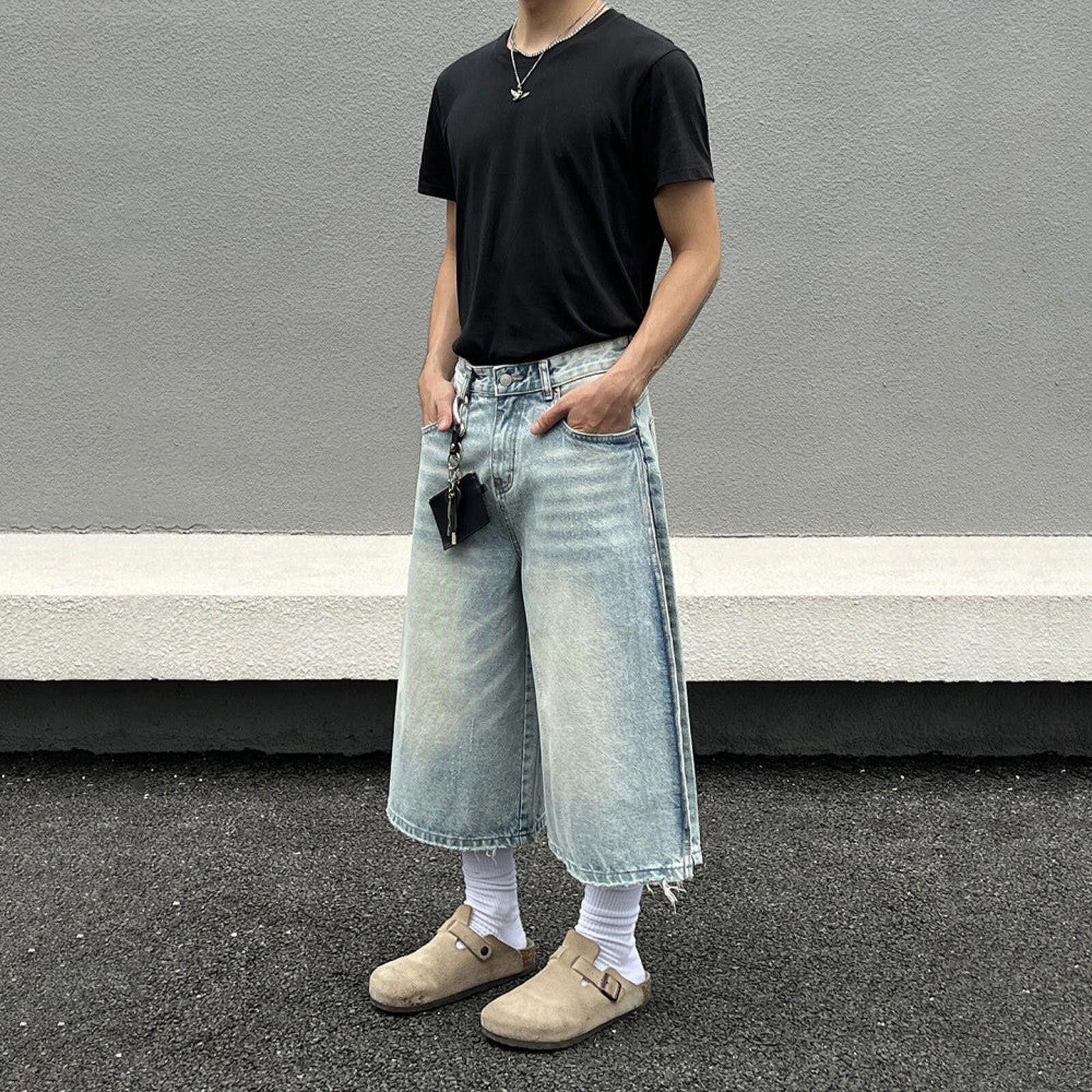 Jean Whiskered Wide Leg Jorts Size US 28 / EU 44 - 3 Thumbnail