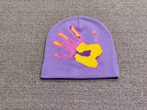 Other Mediocre Hand Palm Heatmap Graphic No Cuff Beanie Hat Purple Size ONE SIZE - 2 Thumbnail