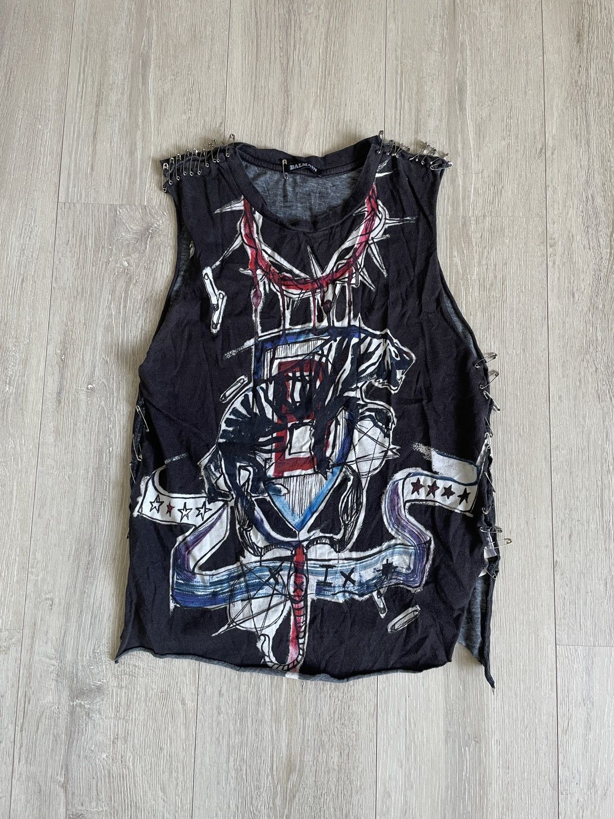 Balmain Balmain SS11 safety pin tank top bu Christophe Decarnin Size S / US 4 / IT 40 - 1 Thumbnail