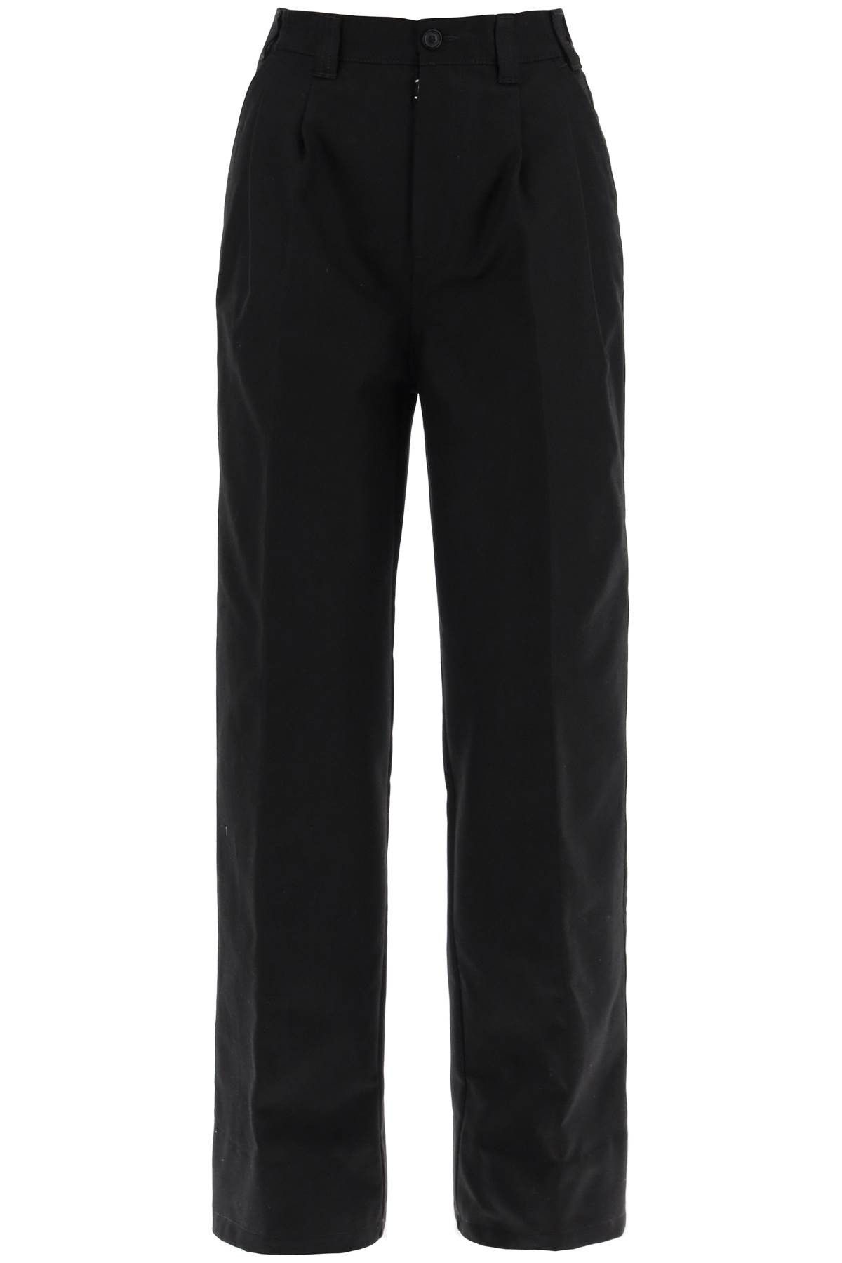 image of Maison Margiela Cotton Gabardine Trousers For in Black, Women's (Size 28)