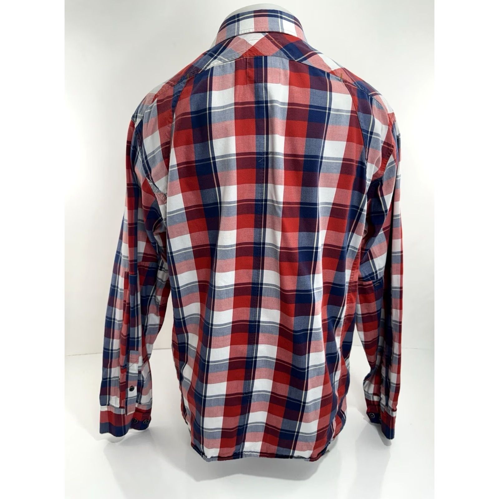 G-Star G-STAR RAW Plaid Shirt / Full Zip Embroidered L / XL Red White Blue Snap Button-Up - Men’s Long Sleeve, 2XL, Stars Theme, EXCELLENT Size US XXL / EU 58 / 5 - 5 Thumbnail