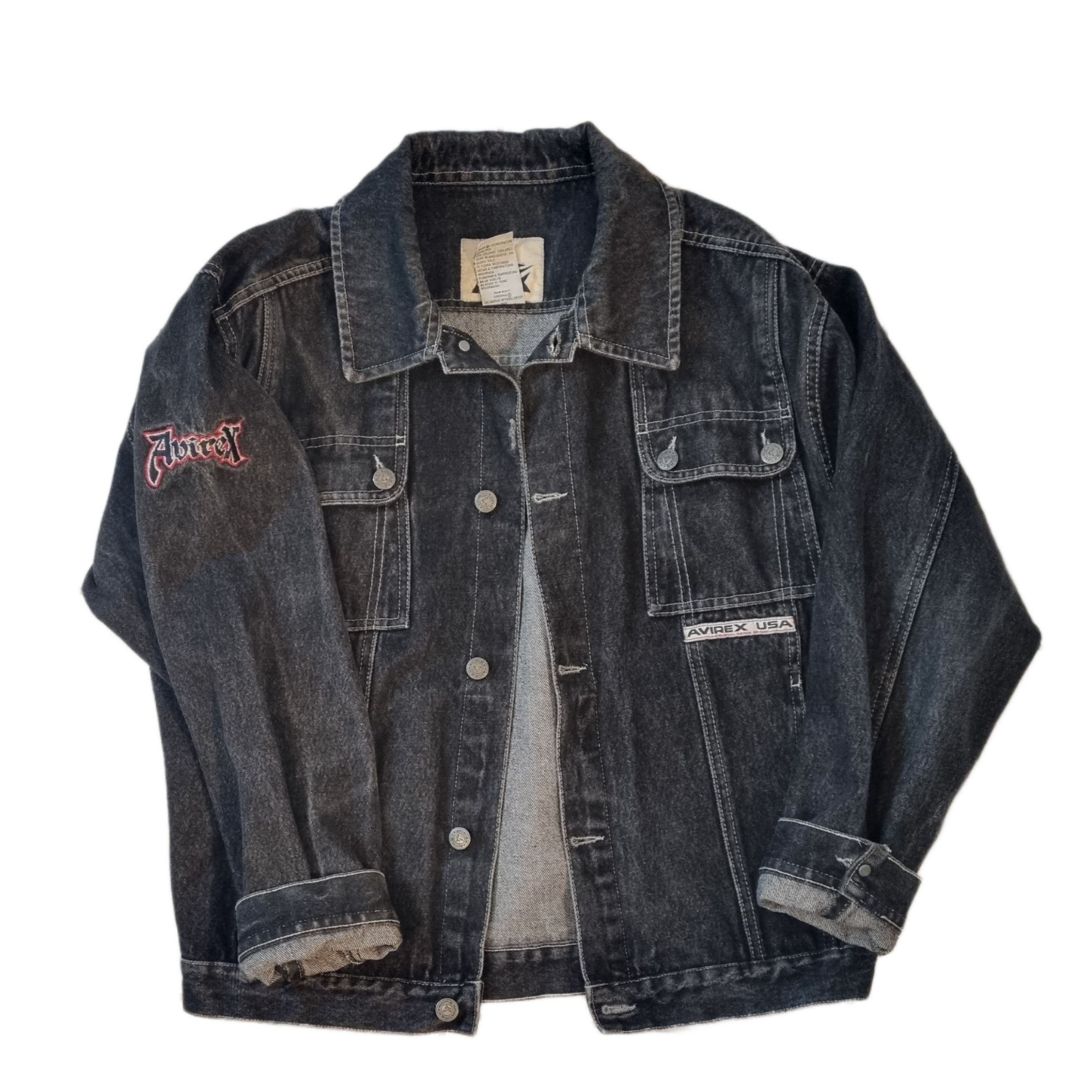 Avirex Y2K Avirex Deadstock Black Denim Jacket | Grailed