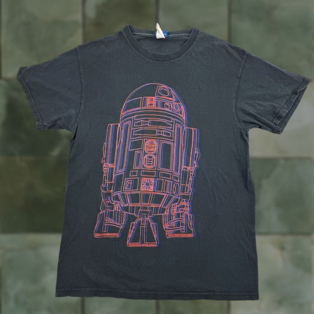 Star Wars VINTAGE Star Wars R2-D2 Shirt Adult Small Black 3D Effect Outline Grunge T-Shirt Mens S Size US S / EU 44-46 / 1 - 1 Thumbnail