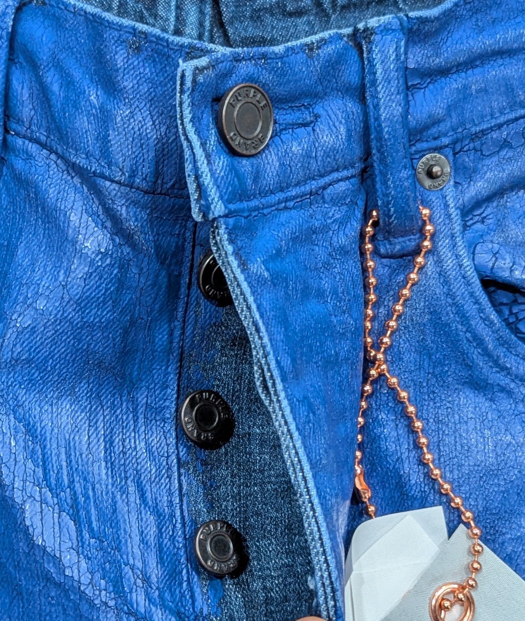 Purple Brand PURPLE BRAND Paint Job Crackled Coated Skinny Jeans Blue 34 Size US 34 / EU 50 - 4 Thumbnail