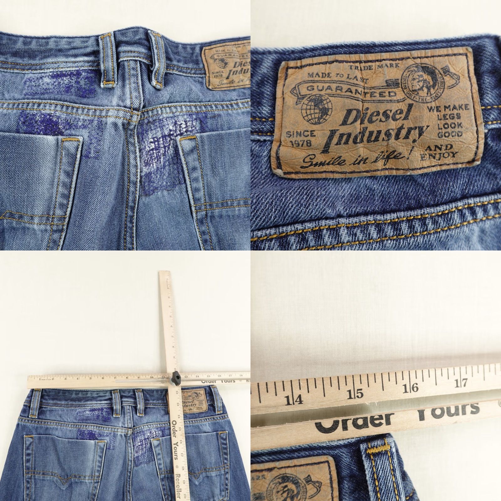 Diesel VINTAGE Diesel Viker Jeans Mens 30x34 Denim Regular Straight Leg Blue 90s Grunge Button Fly Size US 30 / EU 46 - 8 Thumbnail