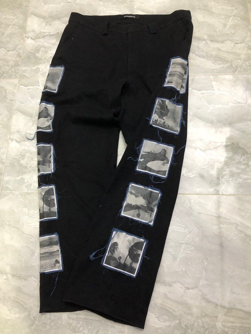 Japanese Brand UNDERAIR Patchwork Graphic Black Pants Size US 34 / EU 50 - 2 Thumbnail