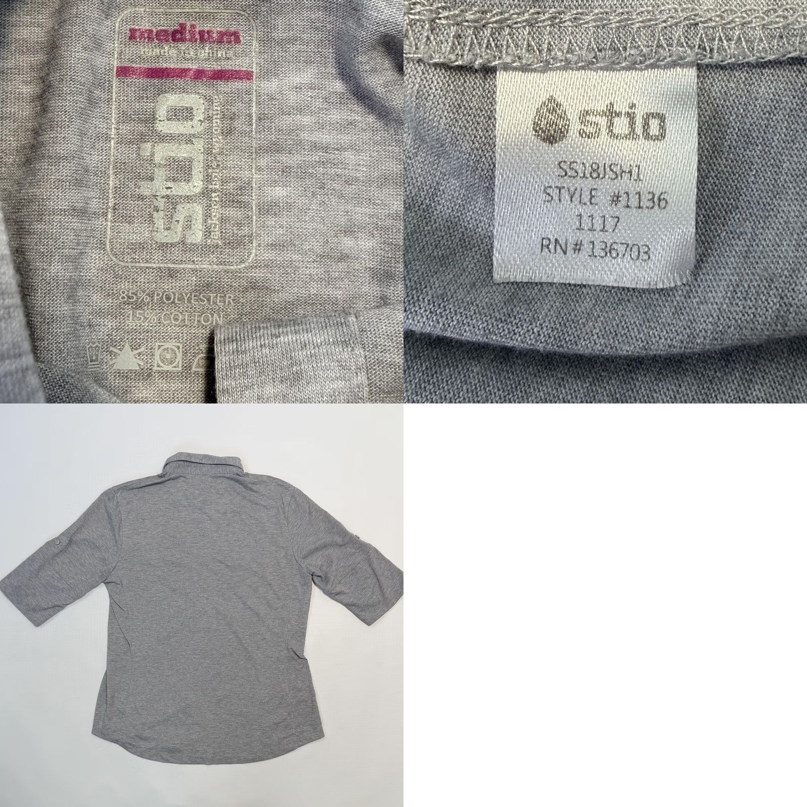 Vintage Stio Shirt Womens M Gray Button-Up 3/4 Sleeve Roll Tab Jersey Top Size M / US 6-8 / IT 42-44 - 8 Thumbnail