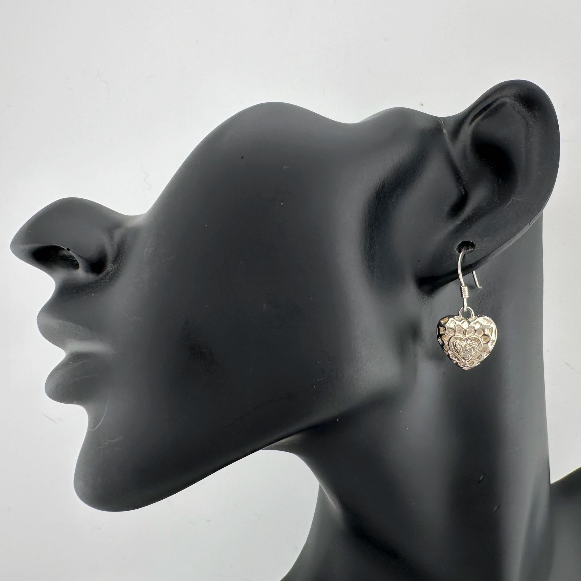 Other Sterling Silver Heart Dangle Earrings with Small Diamond Size ONE SIZE - 10 Thumbnail