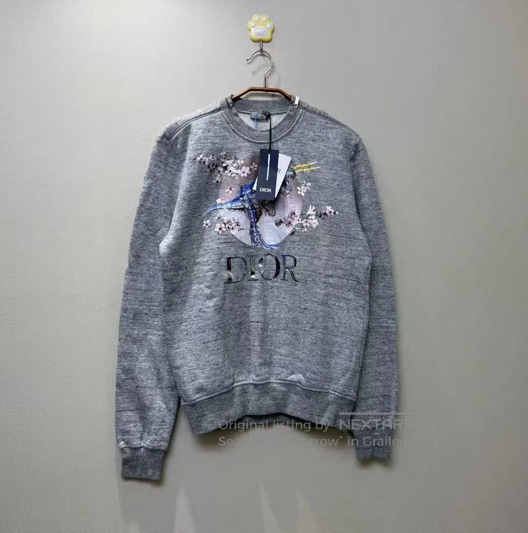 Dior gray dinosaur cherry blossom sweatshirt. Size US S / EU 44-46 / 1 - 1 Thumbnail