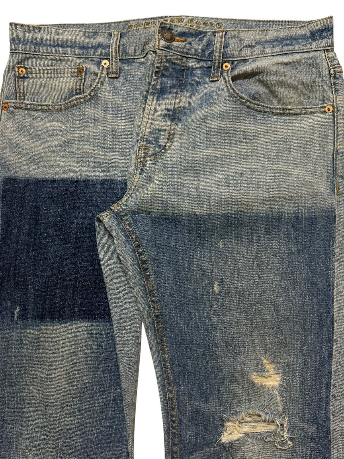 Number (N)ine Vintage Y2K Japanese Brand Blue Faded Wash Distress Straight Size US 34 / EU 50 - 3 Thumbnail