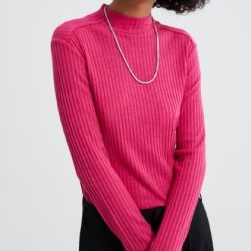 Zara Zara l Hot Pink Ribbed High Neck Top Small Size S / US 4 / IT 40 - 1 Thumbnail